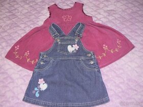 dívčí džínová sukně + sametové šaty - 6 - 18 měíců