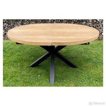 Masivní oválný jídelní stůl - Metalox 150 cm