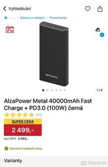 Powerbanka Metal 40000mAh Fast Charge + PD3.0 (100W) - 1