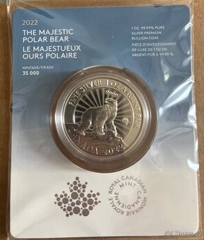 1 OZ stříbrná mince Majestic Polar Bear 2022