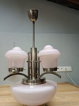 ART DECO LUSTR RŮŽOVÉ STÍNIDLA ZMRZLINA