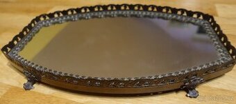 Zrcadlový podnos Bohemia Glass – sklo, ČSSR – délka 32 cm
