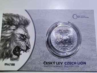 Stříbrná mince Český lev 1oz číslovaná