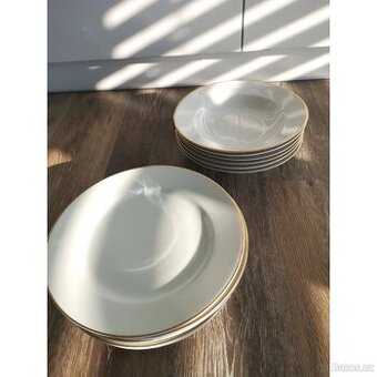 Moritz Zdekauer porcelánové bílé mělké a hluboké talíře