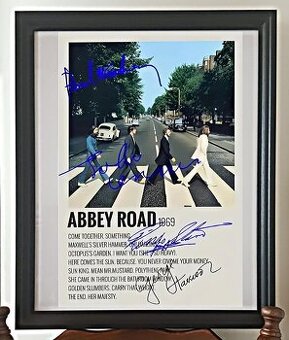 The Beatles 40x30 tisk, plátno, autogramy