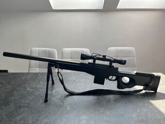 Airsoft sniper L96 AWS MB4401D + puškohled a dvojnožka - čer