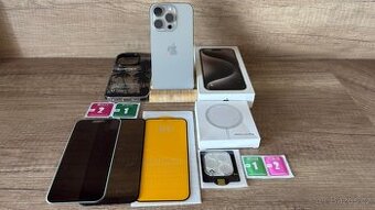 iPhone 15pro 128gb Přírodní titan Záruka Datart 16měs.