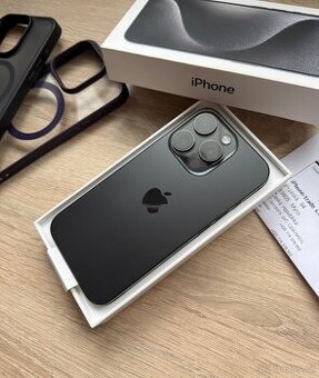Apple iPhone 15 Pro 128gb černý titan-komplet,záruka,2xkryt