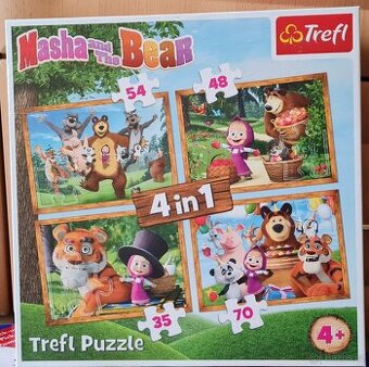 Trefl puzzle Máša a medvěd 4v1