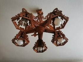 Dřevěný lustr, lampa a váza - 1