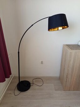 Stojací lampa, nastavitelná, černozlatá,