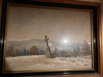 Starožitný obraz Vysočiny v rámu, První republika