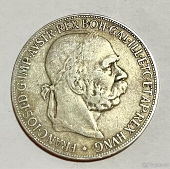 Stříbrná mince 5 koruna František Josef 1