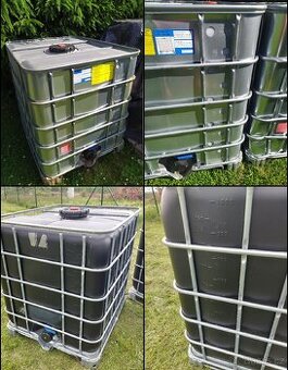 1000 l nádrž, IBC kontejner, na vodu, černý nebo oplechovaný