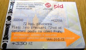 Jízdenka MHD Praha PID 330,-kč