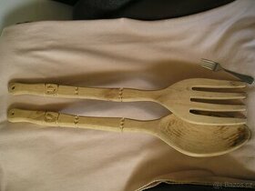Dřevěná vidlička+lžíce 73cm