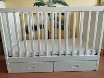 Dětská postýlka IKEA bílá včetně matrace s potahem