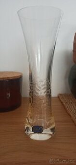 Crystalex Bohemia Glass Skleněná váza béžová s lístky