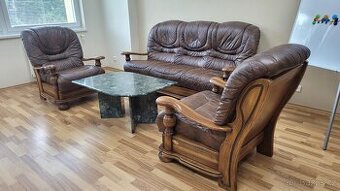 Kožená sedací souprava 3+1+1 z pevné hovězí kůže