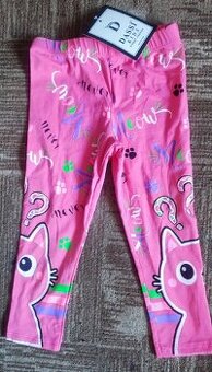 Dětské růžové legíny s kočkou, 2 vel.