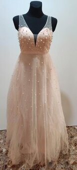 Nové dámské společenské dlouhé šaty ROSE s perličkami