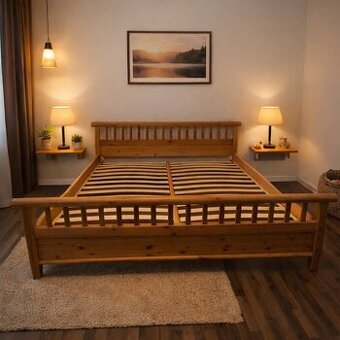 Postel masiv 200x200 + noční stolky