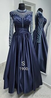 NOVÉ plesové šaty SATÉNOVÉ MODRÉ