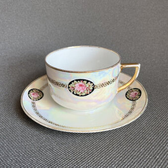 Starožitný perleťový šálek s podšálkem 200ml