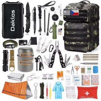 Taktický SOS box pro přežití v přírodě, sada 125 v 1, KPZ
