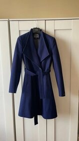 Modrý vlněný kvalitní kabát s podšívkou Moris