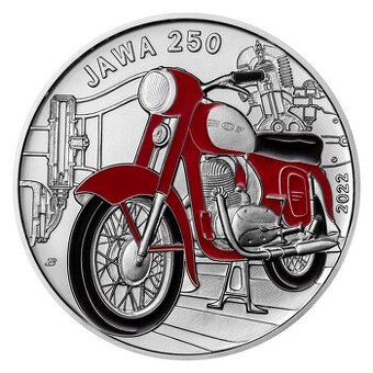 Stříbrná mince 500 Kč 2022 Motocykl Jawa 250 stand