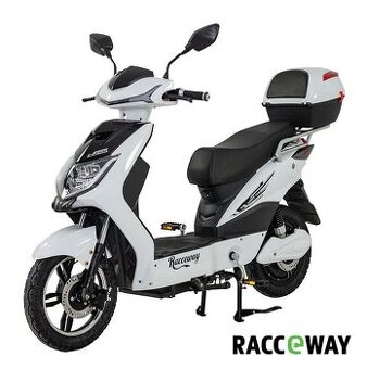 Elektroskútr RACCEWAY® E-FICHTL®, bílý-lesklý s baterií 12Ah