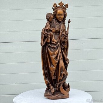 Velká starožitná socha Panna Marie Anglie