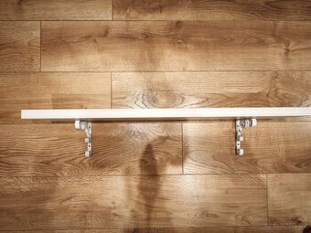 Polička 80 × 20 cm – bílá, s kovovými konzolami