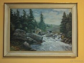 Velký obraz řeka Vydra u Modřany.