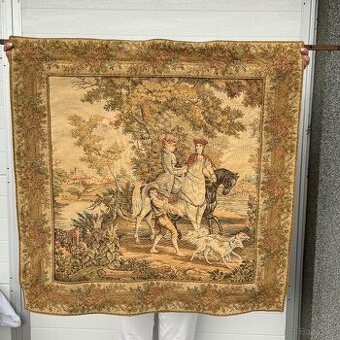 Gobelín s motivem panské vyjížďky Francie+ tyč lilie