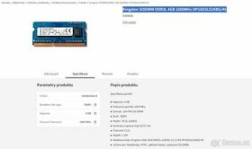 Kingston SODIMM DDR3L 4GB 1600MHz HP16D3LS1KBG/4G