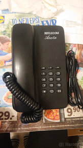 Tlačítkový telefon / pevná linka WT Praha Aneta černý