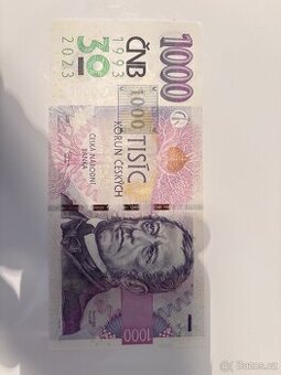 1000 Kč s přítiskem ČNB