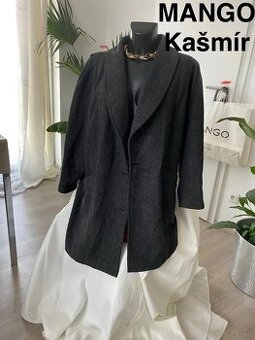 Kašmírový vlneny dlouhy sedivy kabát damsky 42