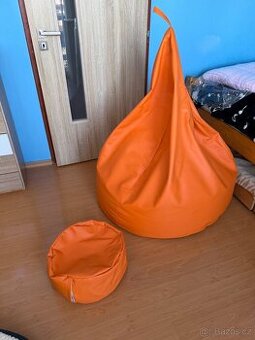 Sedací pytel, válecí vak 3XL (XXXL) eko kůže + podnožník, or