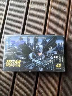 Voskovky, pastelky, ořezávátko v pouzdře Batman+zdarma