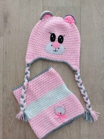 Háčkovaný set- čepice+nákrčník