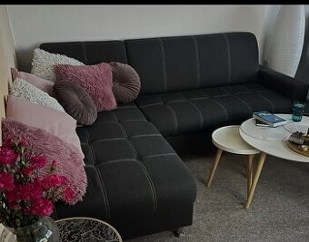 Rozkládací sedačka šedá Simone levy roh