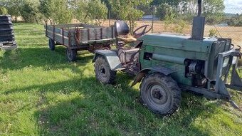 Traktůrek 4x4 domácí výroby + vlek. Motor AVIE.