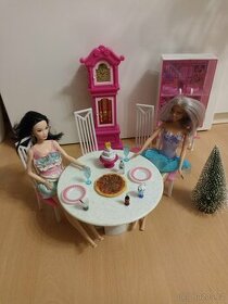 Nábytek pro panenky barbie jídlo skříň stůl židle