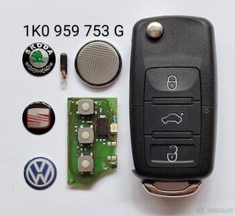 Klíč Volkswagen Škoda 1K0959753G 434MHz originál. Nový obal
