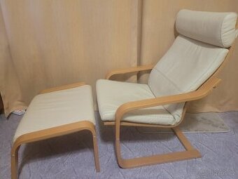 Kožené křeslo s podnožkou IKEA POANG - pravá kůže - 1