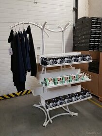 stojan kovový velký s poličkami a malý věšák