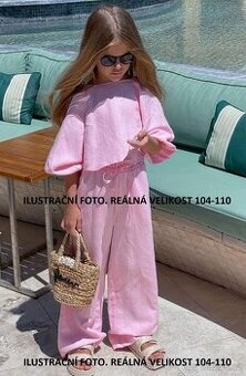 NOVÝ DÍVČÍ RŮŽOVÝ LETNÍ KOMPLET, VELIKOST 104-110